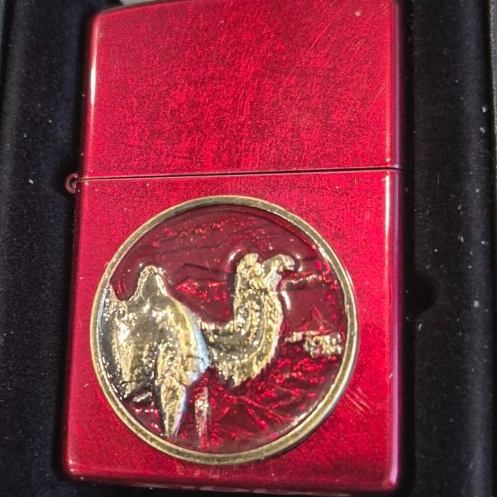Gorgeous Enameled Camel Candy Apple Red Zippo Lighter